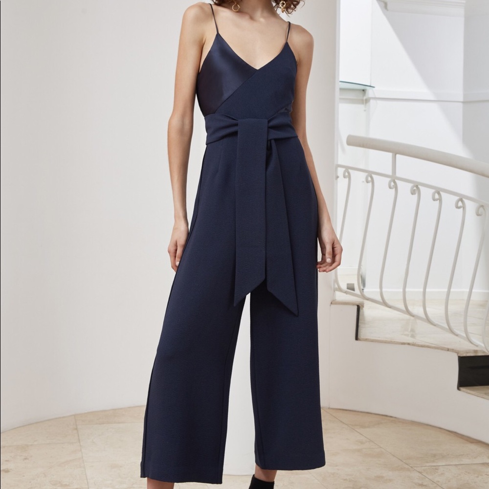 C/MEO COLLECTIVE NAVY BLUE TRANSITION JUMPSUIT XS